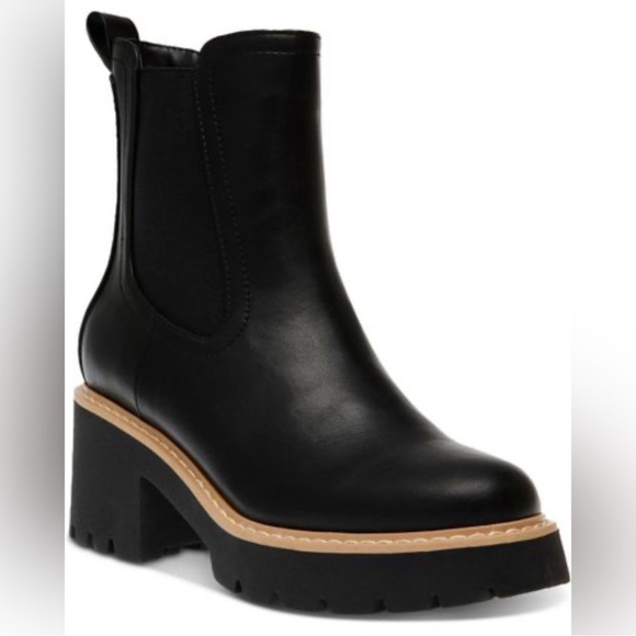 NWOT Dolce Vita Trooper Ankle Chelsea Lug Boot Black Size 9.5 - Picture 1 of 9